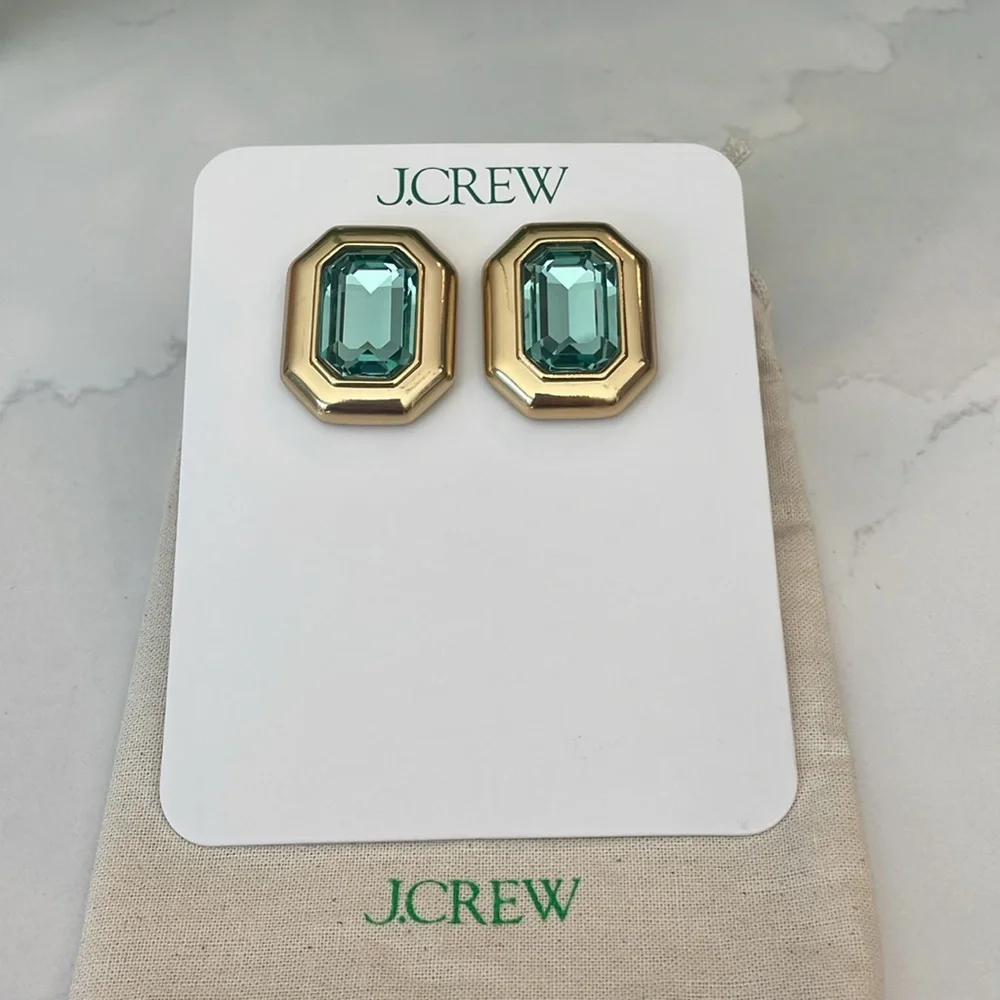 J. Crew Green Crystal Earrings NWT - Picture 5 of 16
